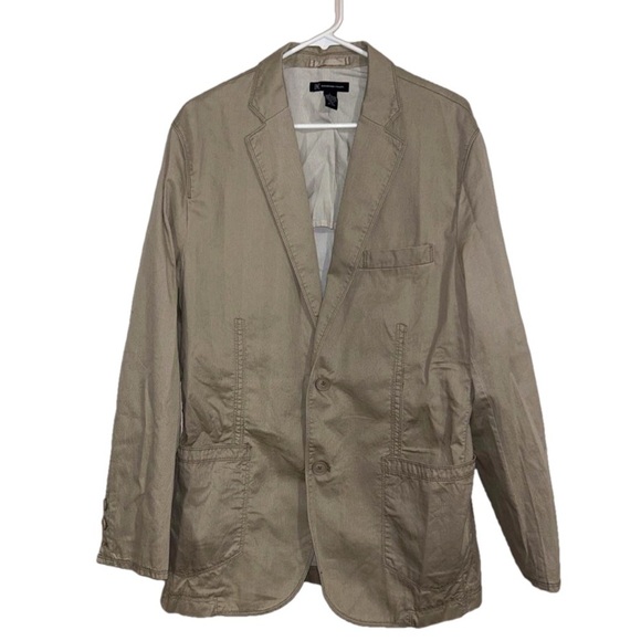 NWT INC International Concepts Men's Blazer Jacket Suit Cotton Khaki Large - Picture 1 of 7